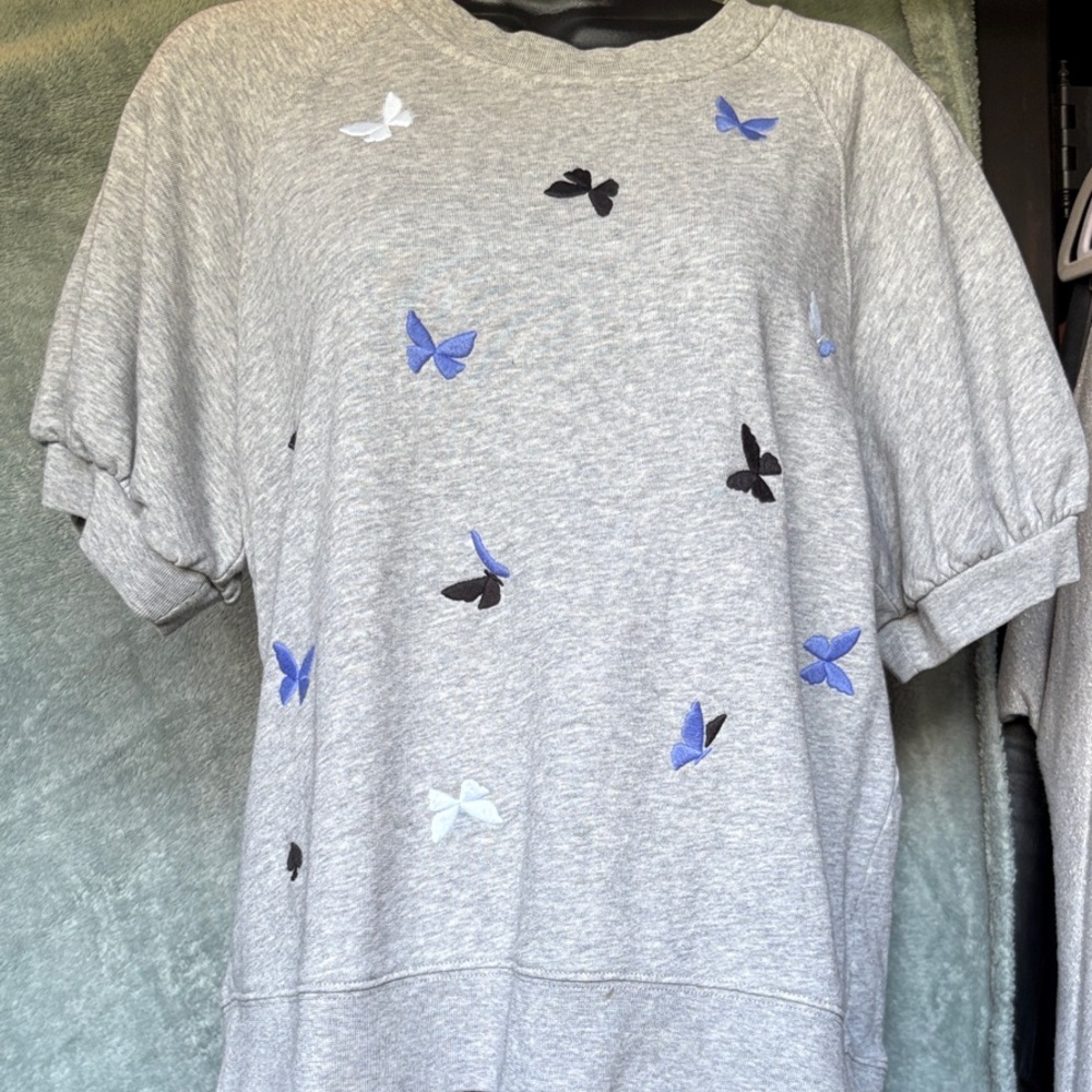 Kate Spade Gray Sweatshirt with Embroidered Butterfly accents